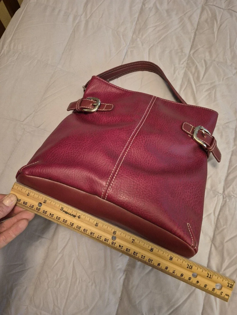 Tommy Hilfiger Women’s Red Faux Leather Shoulder Bag - Classic Tote